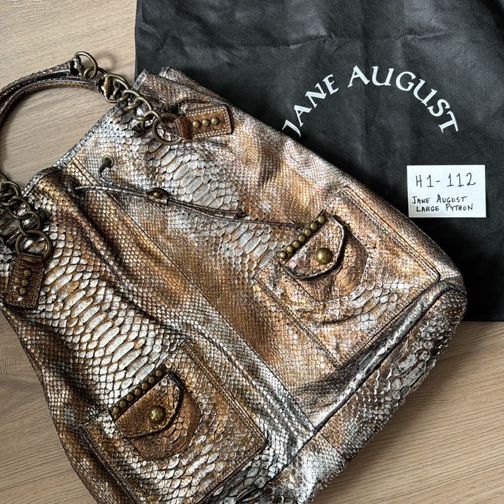 JANE AUGUST large Python handbag - Picture 15 of 15